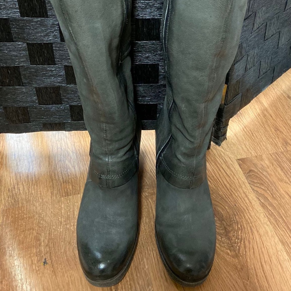Miz Mooz Leather Knee High Boots - Gray